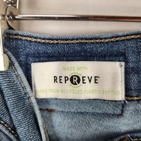 Calvin Klein Womens High Rise Skinny Sz 12/31  Denim Blue Jeans Raw Hem Button - Picture 9 of 11